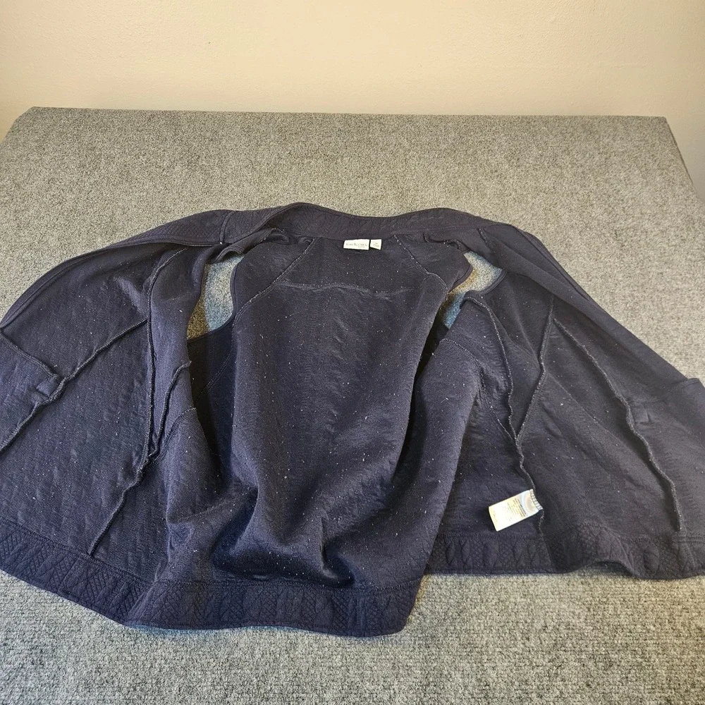 Kim Rogers Curvy Navy Blue Quilted‎ Cable Knit Full Zip Vest Plus Size 1X